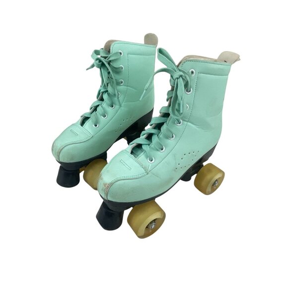 Women's Roller Skates Light Up Skating Shoes 8 Mint Green PU Leather Quad Roller - Picture 2 of 5